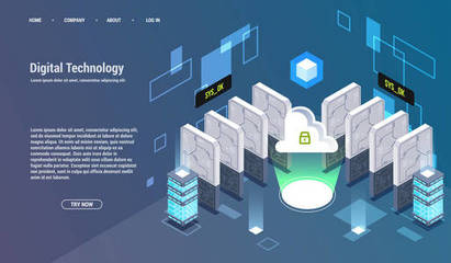 大數(shù)據(jù)處理、等距數(shù)據(jù)中心、矢量信息處理和存儲(chǔ)的概念。具有抽象幾何元素的創(chuàng)造性插圖